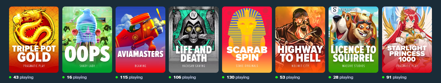 Spill spilleautomater på Stake Casino Norge 