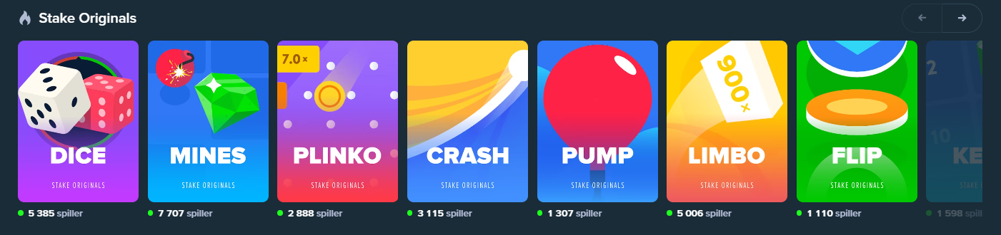 Bordspill på Stake Casino Norge